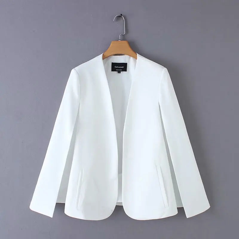 🍒Jacket spring autumn suit jacket for women cardigan Jacket open sleeves V-neck cape casual loose clothing summer office wear You Cant Blanc This Black Aw-'white