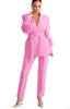 🍒 Smart causal womens two piece blazer set with feathers long sleeve jacket and straight pants set occasion party wear