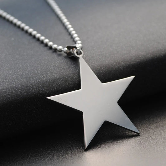 🍒Titanium stainless steel star pendant necklace creative star men/Women gift party Jewellery smart casual jewellery Slick Silver Star