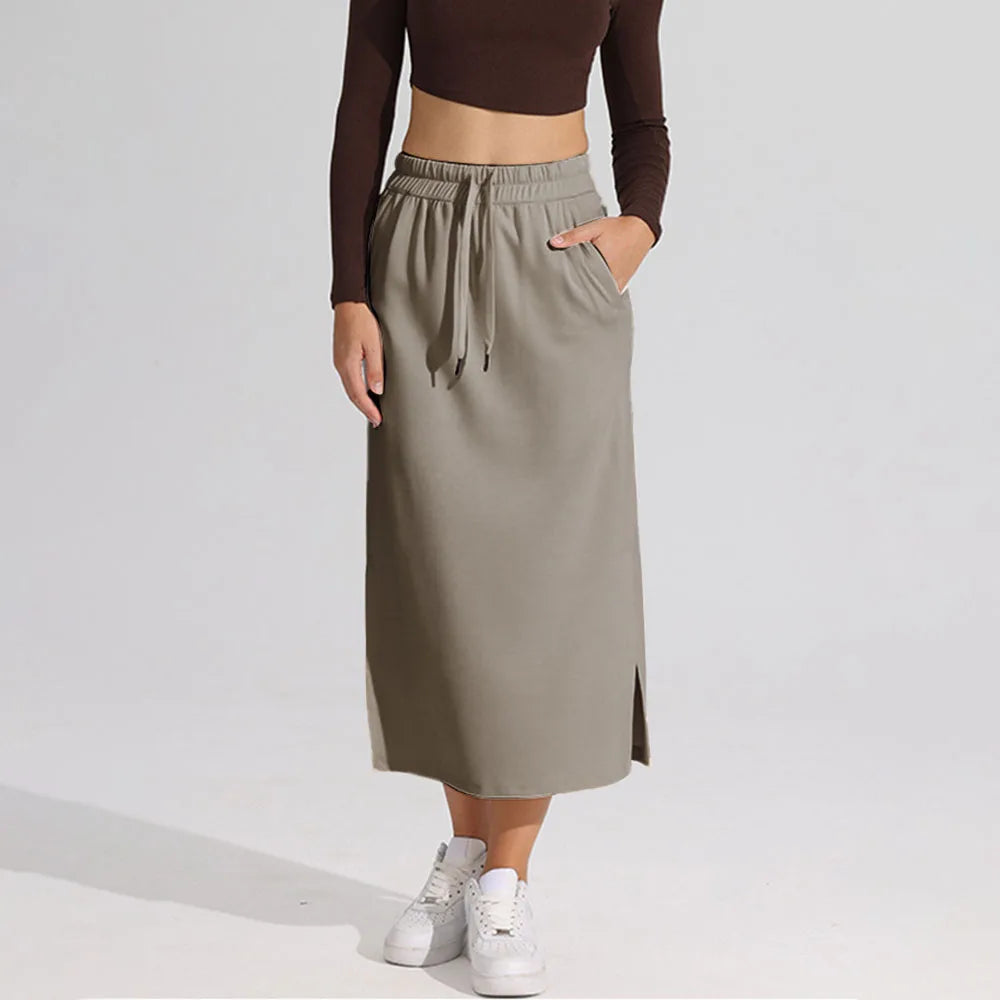 🍒Casual midi skirt modal fabric clothing loose summer wear women's casual clothing plus size long skirts with elasticated waist and pockets