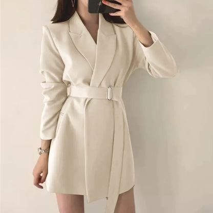 🍒Womens dress coat elegant lapel jacket waist belt blazer slimming solid colour clothes suit coat female long sleeve jacket smart casual wear Jacket This Dress