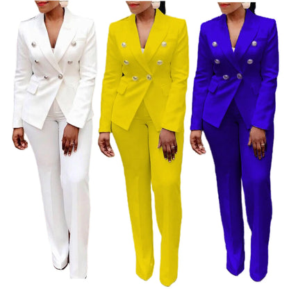 🍒Solid colour suits blazer and pants set for women business suits smart casual wear occasion party wear Flag Your Fly