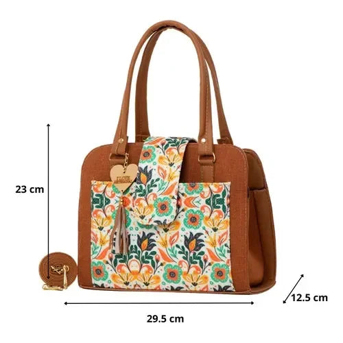 🍒Women's camel cotton tote bag floral handhag durable eco-friendly screen heat transfer crossbody bag medium for daily use Cotton On To A Cloth