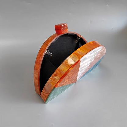 🍒Orange resin bag with handle women shoulder bag acrylic box clutch bag evening purse wedding party purse wallet No Need To Squeese Money Out For this Orange