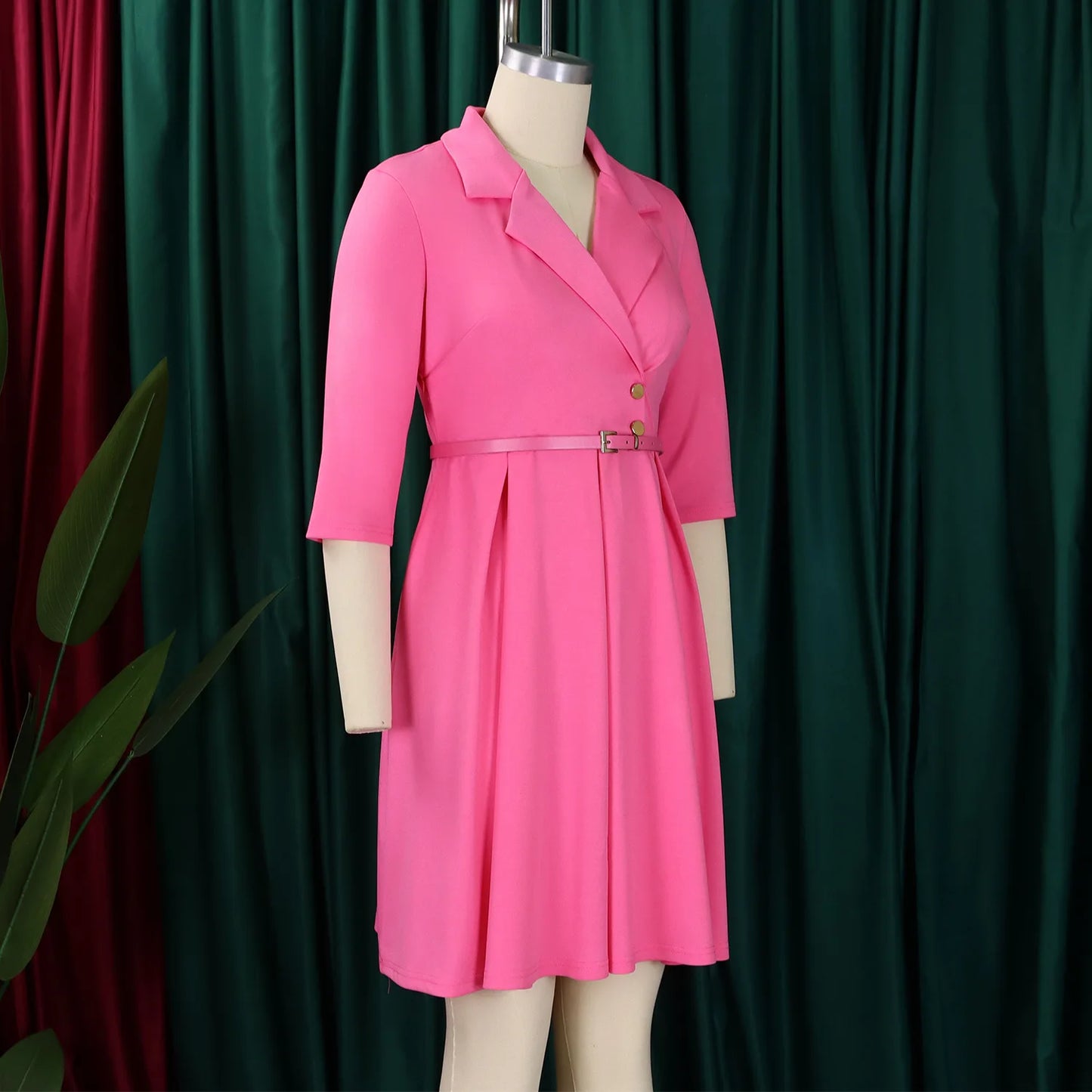 🍒High quality work dresses fit and flare women casual v-neck pleated outfit stretch fabric elegant office wear smart casual clothes Fit This Flare Into Your Wardrobe