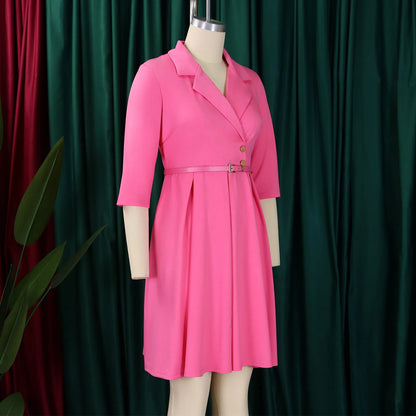 🍒High quality work dresses fit and flare women casual v-neck pleated outfit stretch fabric elegant office wear smart casual clothes Fit This Flare Into Your Wardrobe