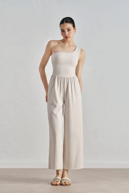 🍒Fashion design one shoulder Jumpsuit with cropped trousers  women stylish bodysuit backless fashion design clothing Get Jump-Suited For Sun