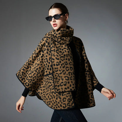 🍒Shawls for women cross-border  style high-end feel versatile leopard print cape spring, autumn and outerwear fashion animal print smart casual winter wear Surely Shawls