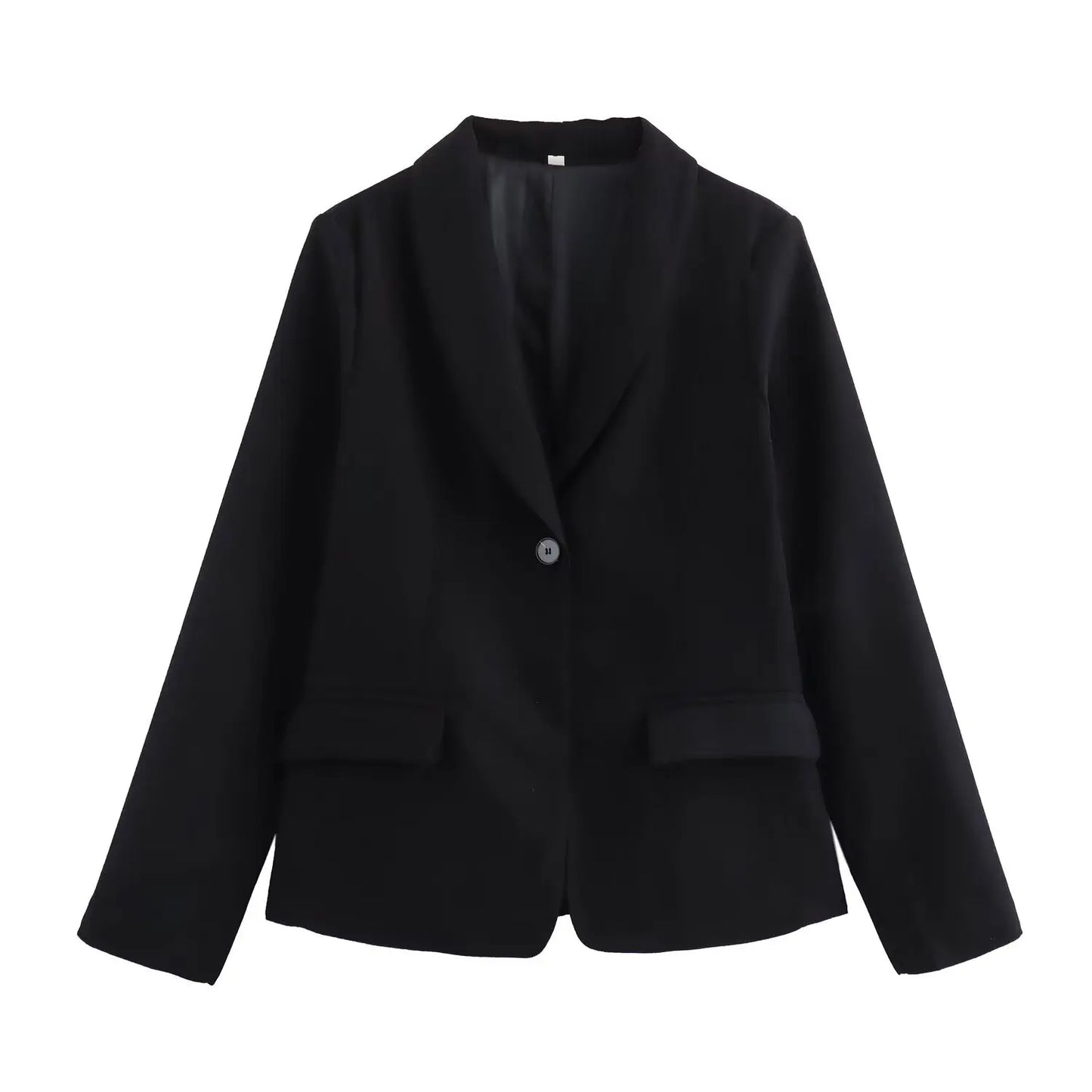🍒Women's suit jacket with pockets one button clothing versatile slim fit long-sleeved outerwear smart casual  Look Mint In Cream