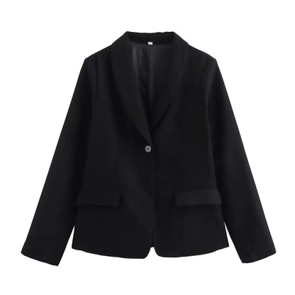 🍒Women's suit jacket with pockets one button clothing versatile slim fit long-sleeved outerwear smart casual  Look Mint In Cream
