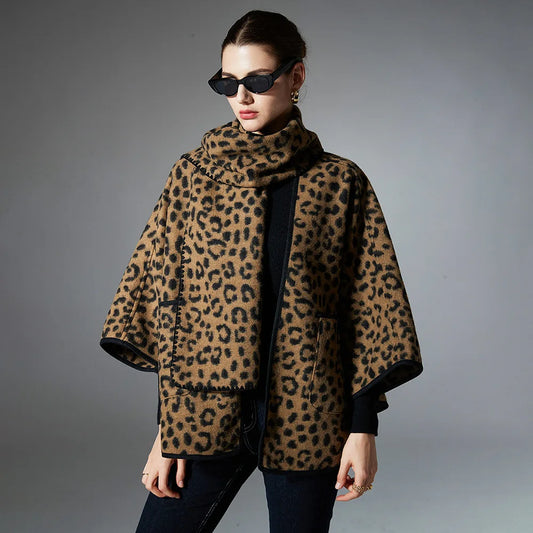 🍒Shawls for women cross-border  style high-end feel versatile leopard print cape spring, autumn and outerwear fashion animal print smart casual winter wear Surely Shawls