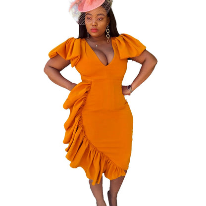 🍒Womens ruched dress spring summer outfit bodycon occasion clothing smart casual wear women party wear Ruffle To The Side In A Side Ruffle