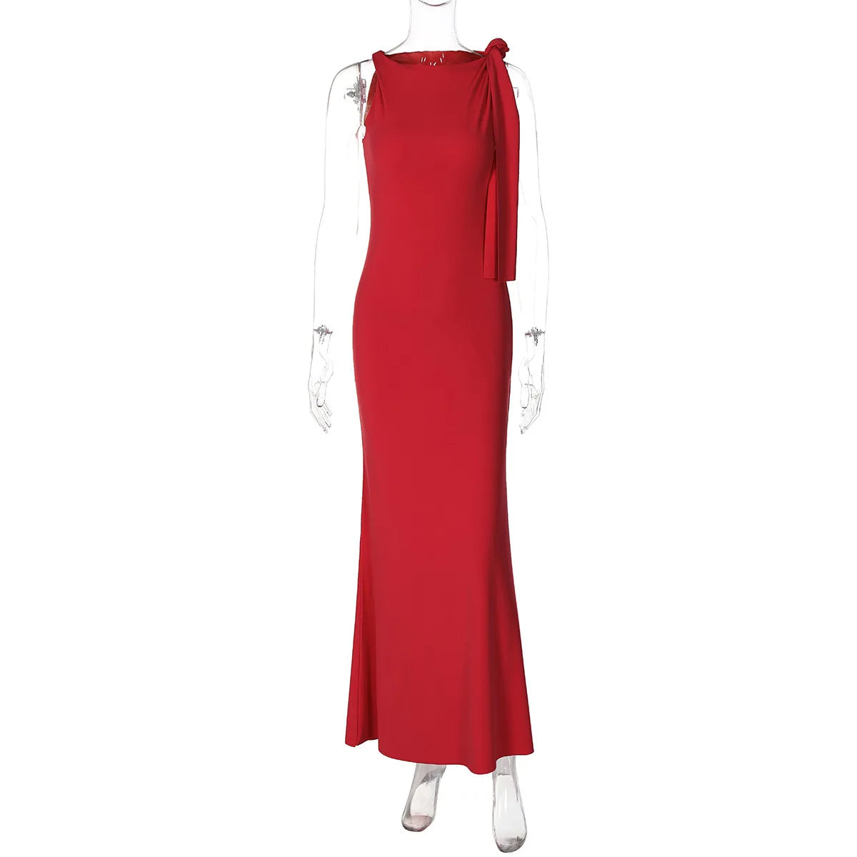 🍒Off-shoulder sleeveless maxi dress long elegant diagonal collar occasion fashion for women  party outfits elegant bodycon Keep Aside Of The Side Tie Style