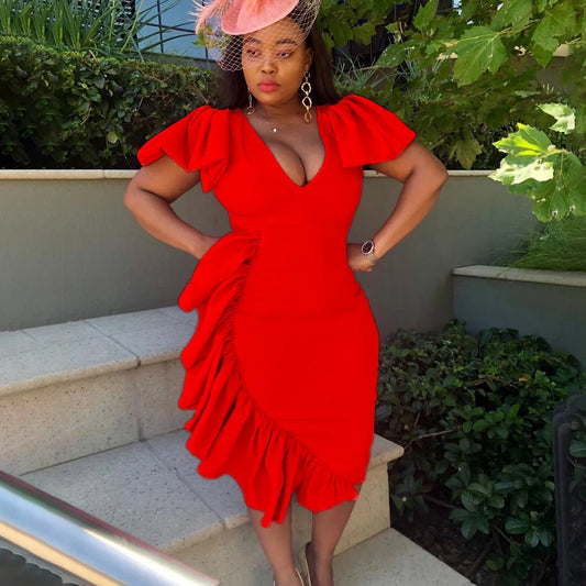 🍒Womens ruched dress spring summer outfit bodycon occasion clothing smart casual wear women party wear Ruffle To The Side In A Side Ruffle