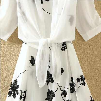 🍒Two piece outfits summer  dress fashion a line summer sets for women elegant floral clothing smart casual wear Move Into Monochrome