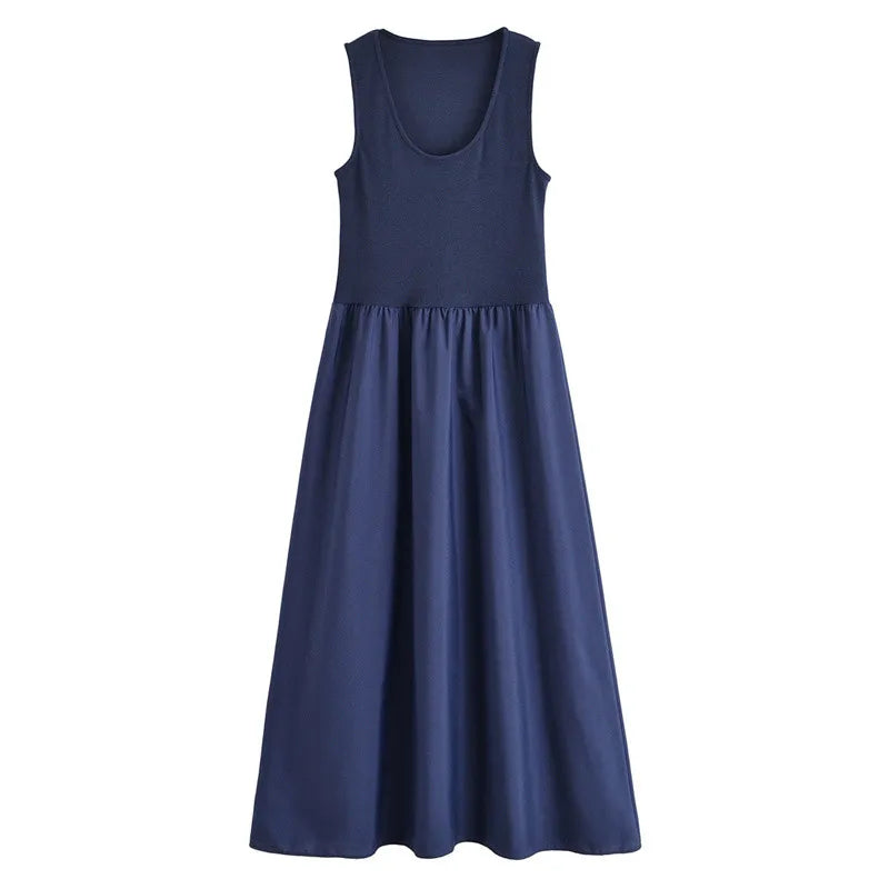🍒Women's sleeveless vest outfit maxi summer mixed media fashion smart casual wear for women  Sleeveless Long Vest dress a-line pleated InVEST In Essentials