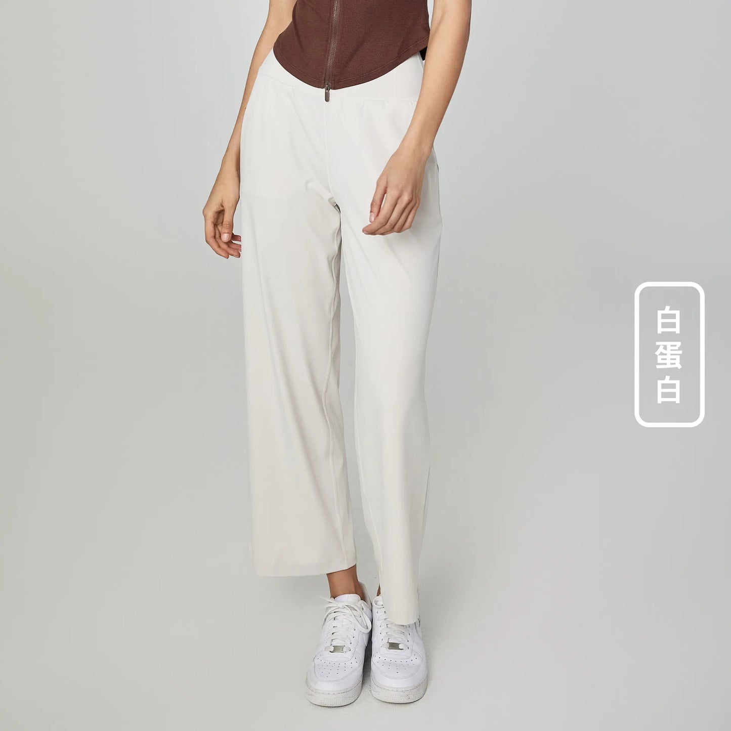 🍒Leisure wide leg pants cool feel smart casual women gym workout pants long legs loose skin friendly yoga dance wear ladies trousers with pockets Cute Casual