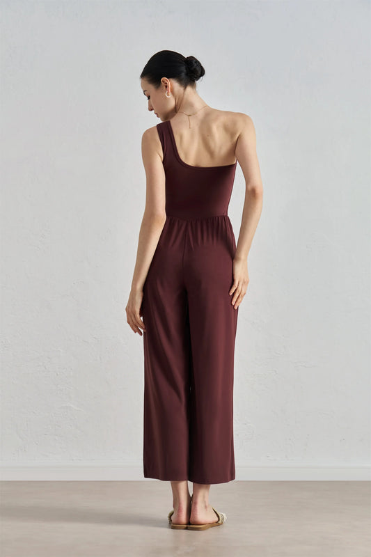 🍒Fashion design one shoulder Jumpsuit with cropped trousers  women stylish bodysuit backless fashion design clothing Get Jump-Suited For Sun