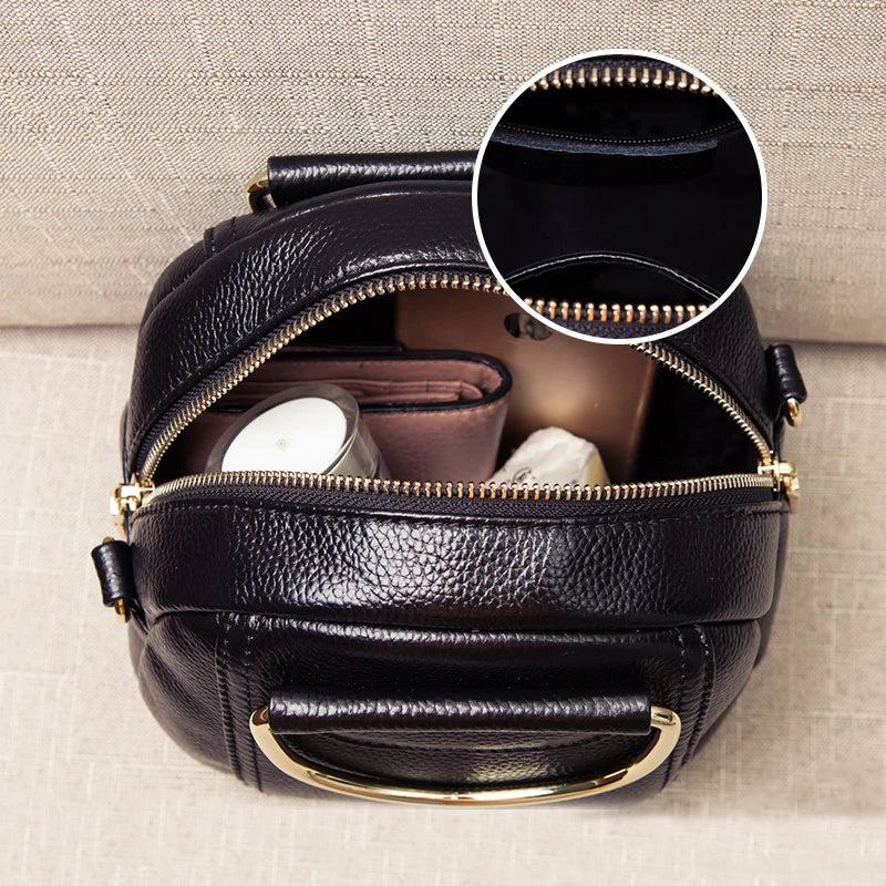 🍒Genuine leather shoulder bags for women's luxury handbags fashion crossbody bag female Purse bag smart casual round bag  Its Round About time for A New Bag Leather bag