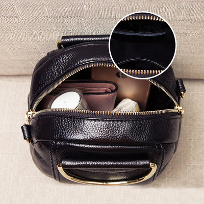 🍒Genuine leather shoulder bags for women's luxury handbags fashion crossbody bag female Purse bag smart casual round bag  Its Round About time for A New Bag Leather bag