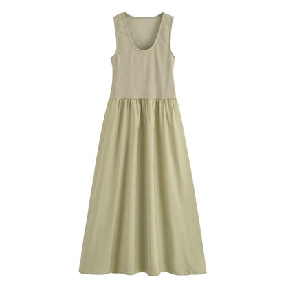 🍒Women's sleeveless vest outfit maxi summer mixed media fashion smart casual wear for women  Sleeveless Long Vest dress a-line pleated InVEST In Essentials