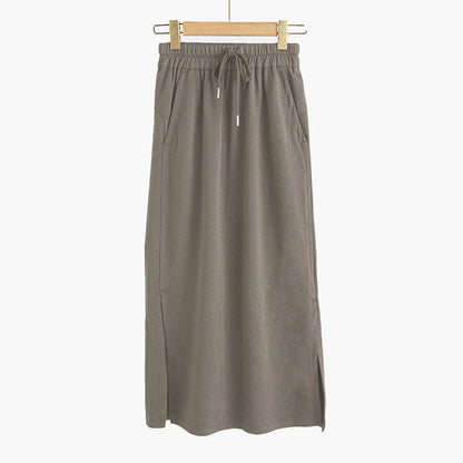 🍒Casual midi skirt modal fabric clothing loose summer wear women's casual clothing plus size long skirts with elasticated waist and pockets