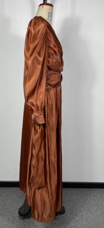 🍒Womens long sleeve pleated  dress evening party wedding guest outfit prom gowns maxi fashion clothing maxi dress clothing Role In Folds