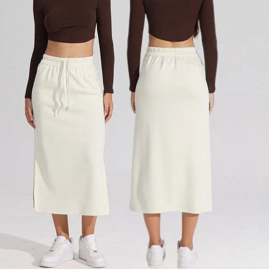 🍒Casual midi skirt modal fabric clothing loose summer wear women's casual clothing plus size long skirts with elasticated waist and pockets