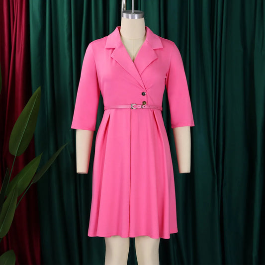 🍒High quality work dresses fit and flare women casual v-neck pleated outfit stretch fabric elegant office wear smart casual clothes Fit This Flare Into Your Wardrobe