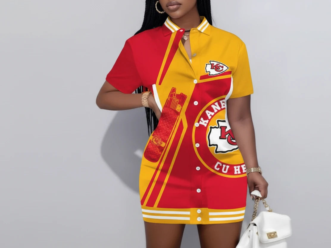 🍒American football jersey dress shirt 49 Steeler plus size short outfits limited edition button down long sleeve Jacket dress casual wear women Football Fab Fashion