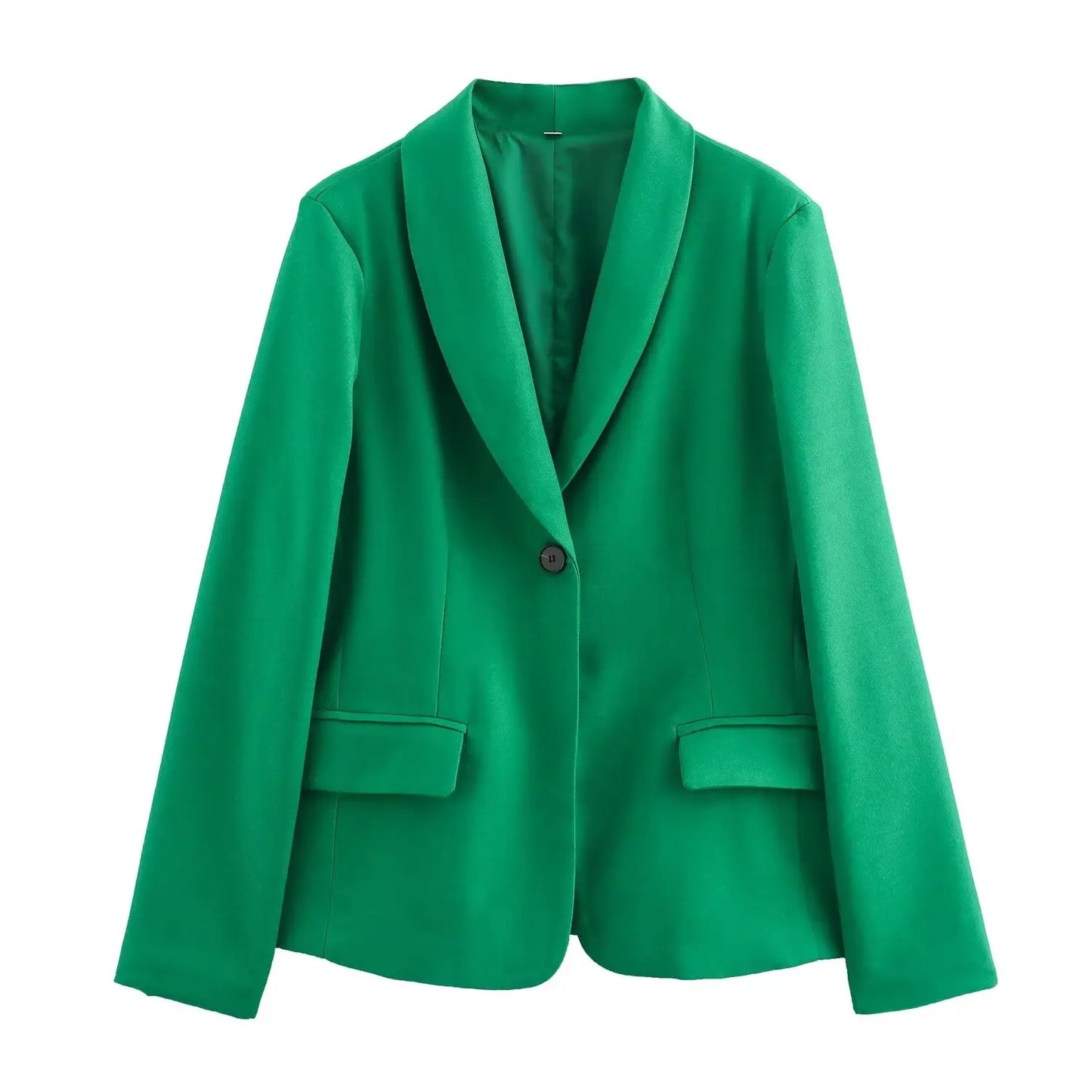 🍒Women's suit jacket with pockets one button clothing versatile slim fit long-sleeved outerwear smart casual  Look Mint In Cream