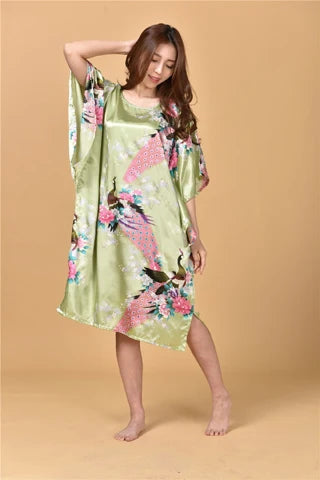🍒Silky nightwear silk rayon robe breathable loose lounge dress nightgown colorful sleepwear shiny loungewear kaftan bath robe Shine In SilkySinkySilks