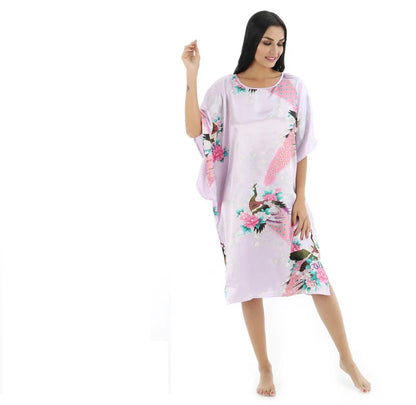 🍒Silky nightwear silk rayon robe breathable loose lounge dress nightgown colorful sleepwear shiny loungewear kaftan bath robe Shine In SilkySinkySilks