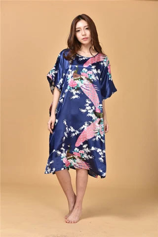 🍒Silky nightwear silk rayon robe breathable loose lounge dress nightgown colorful sleepwear shiny loungewear kaftan bath robe Shine In SilkySinkySilks