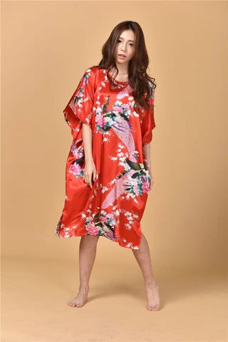 🍒Silky nightwear silk rayon robe breathable loose lounge dress nightgown colorful sleepwear shiny loungewear kaftan bath robe Shine In SilkySinkySilks