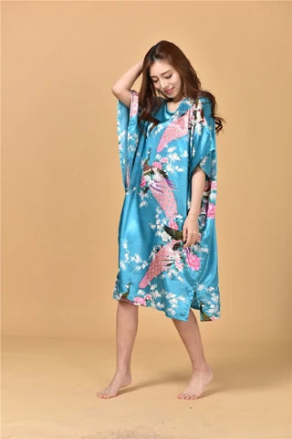 🍒Silky nightwear silk rayon robe breathable loose lounge dress nightgown colorful sleepwear shiny loungewear kaftan bath robe Shine In SilkySinkySilks