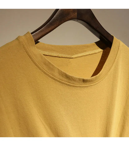 🍒100% cotton summer dress side knot design short sleeve midi outfit womens casual fashion t- shirt dress holiday clothes Bend Into Banana