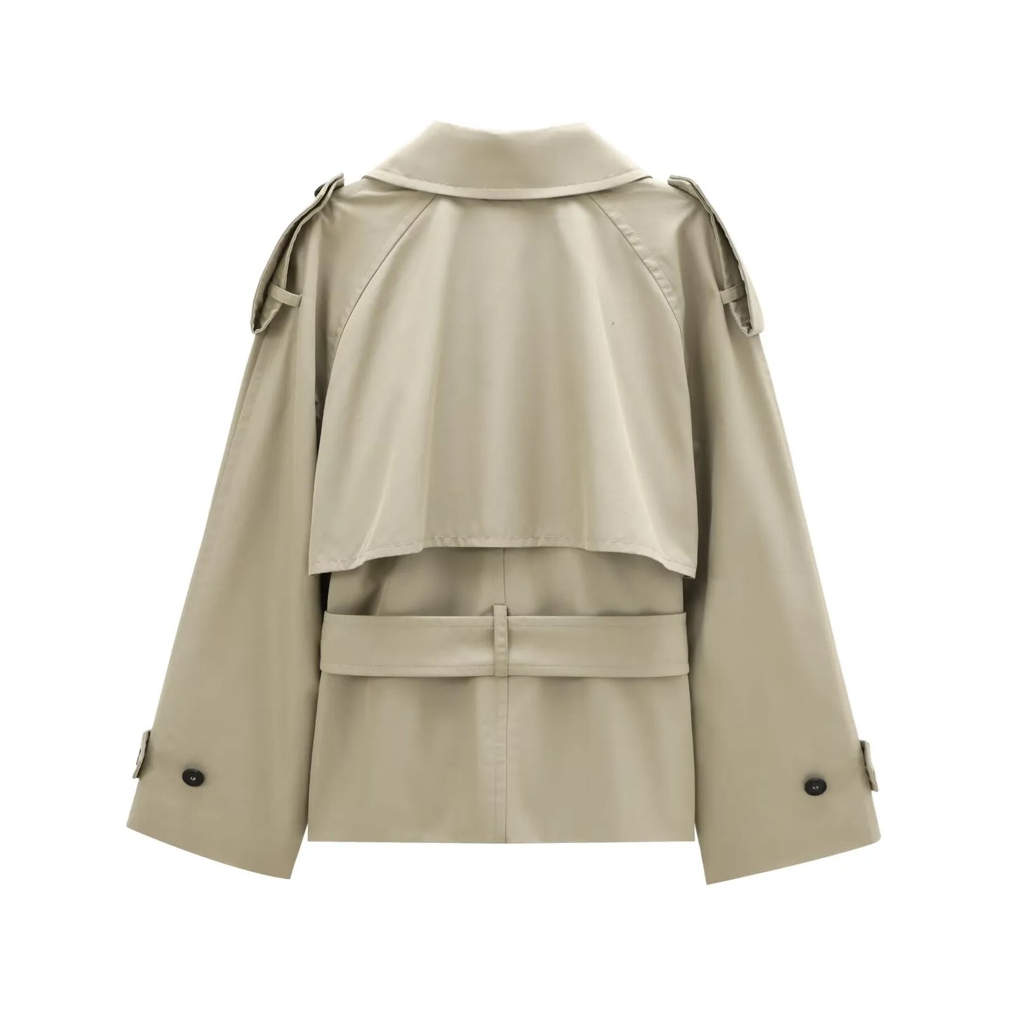 🍒Autumn winter womens fashion retro jacket double-breasted long-sleeve short long sleeve trench coat wind breaker smart casual coat (In Short ) Classic Coat