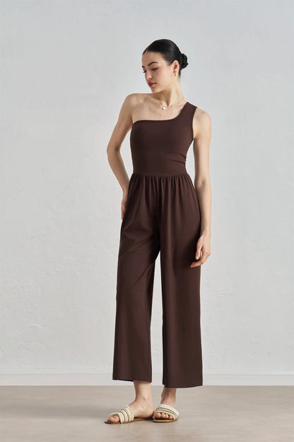 🍒Fashion design one shoulder Jumpsuit with cropped trousers  women stylish bodysuit backless fashion design clothing Get Jump-Suited For Sun