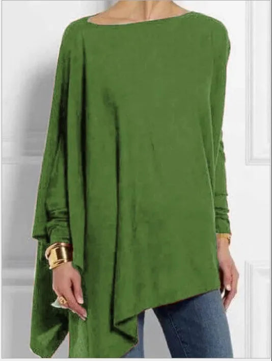 🍒 Tops Irregular casual wear o-neck long sleeve top female tunic fall plus size women tops cotton blend