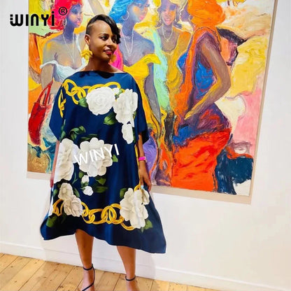 🍒Printed scarf dress loose fit women's silk outfit coloful beach coverup loose batwing midi fashion feminine beach wear  summer party wear You Will Have A Whale Of A Time Wearing This