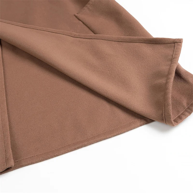 🍒French style coat mid length Women's autumn winter clothing sweet simple outerwear high collar scarf jacket fashion  loose casual clothing Feel Positive In This Over Shoulder