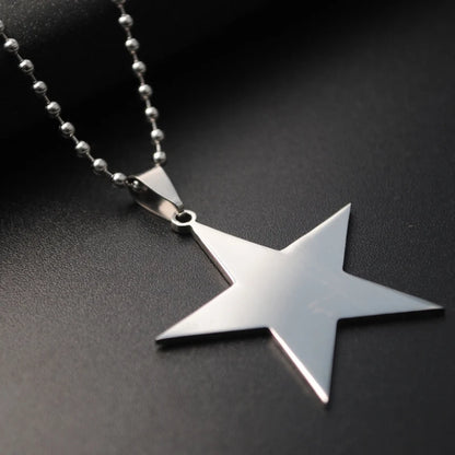 🍒Titanium stainless steel star pendant necklace creative star men/Women gift party Jewellery smart casual jewellery Slick Silver Star