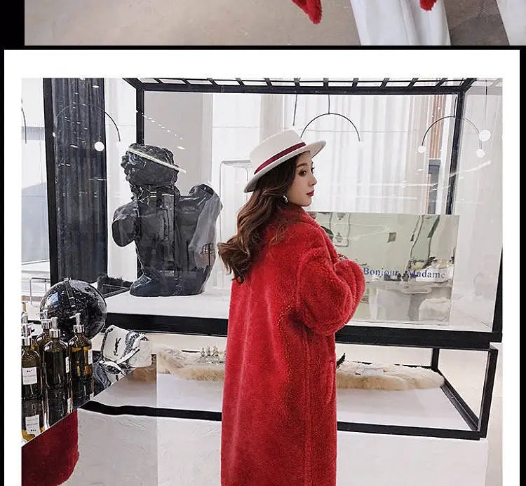 🍒Women winter faux fur coat winter long women female thick teddy bear outerwear Casual loose oversize outdoor wear Bear Winter With A Teddy