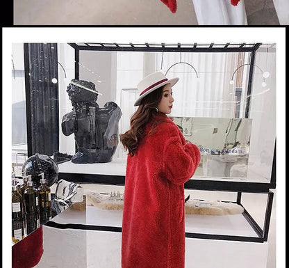 🍒Women winter faux fur coat winter long women female thick teddy bear outerwear Casual loose oversize outdoor wear Bear Winter With A Teddy