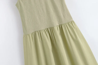 🍒Women's sleeveless vest outfit maxi summer mixed media fashion smart casual wear for women  Sleeveless Long Vest dress a-line pleated InVEST In Essentials