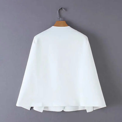 🍒Jacket spring autumn suit jacket for women cardigan Jacket open sleeves V-neck cape casual loose clothing summer office wear You Cant Blanc This Black Aw-'white