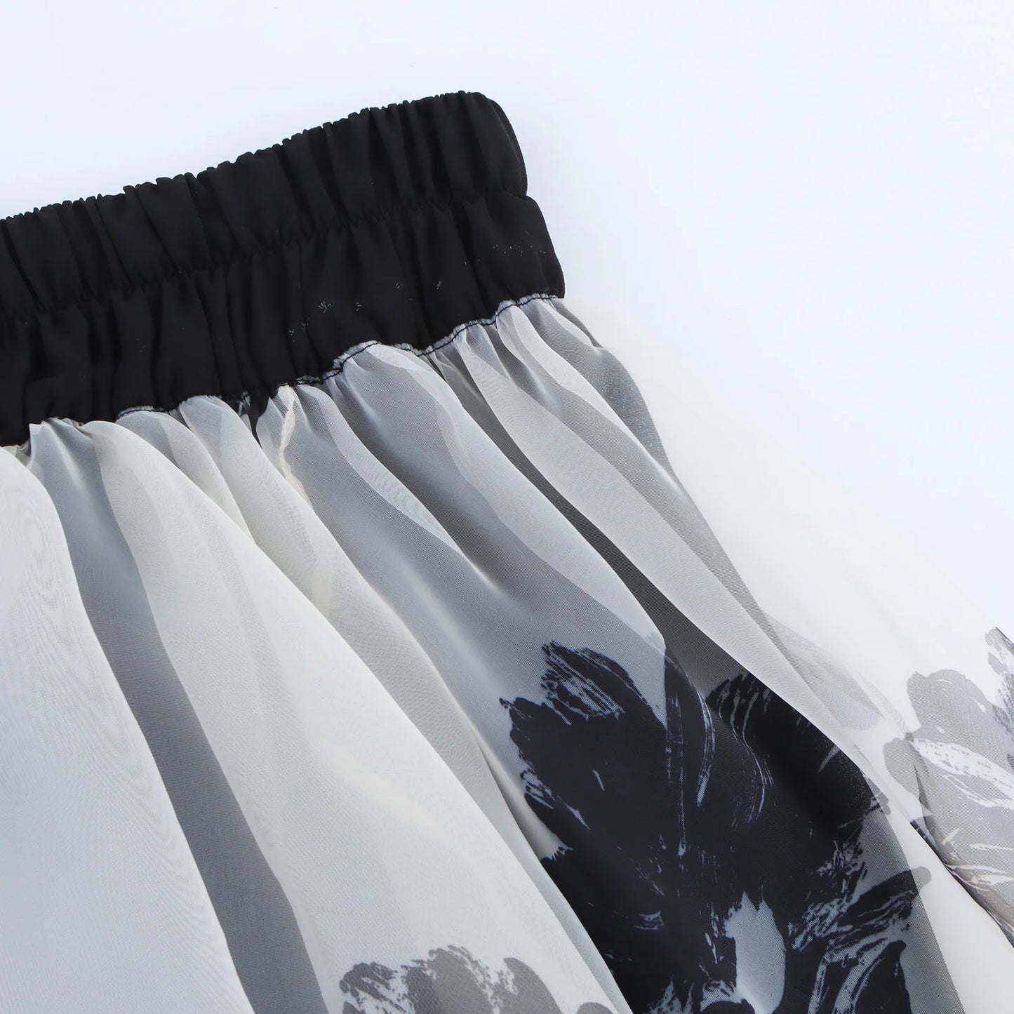 🍒Floral Chiffon dress midi elegant summer fashion loose collarless outfit also can be used as a maxi skirt versitile clothing natural waist smart casual party occasion wear Versatile Style