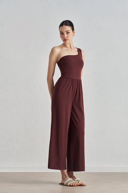 🍒Fashion design one shoulder Jumpsuit with cropped trousers  women stylish bodysuit backless fashion design clothing Get Jump-Suited For Sun