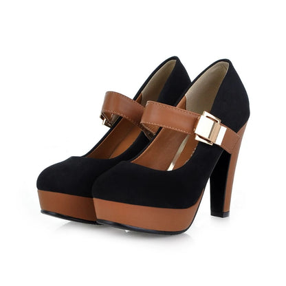 🍒High heel pumps with straps trendy women's footwear mary jane platform contrast colour shoes smart casual Cool Contrast